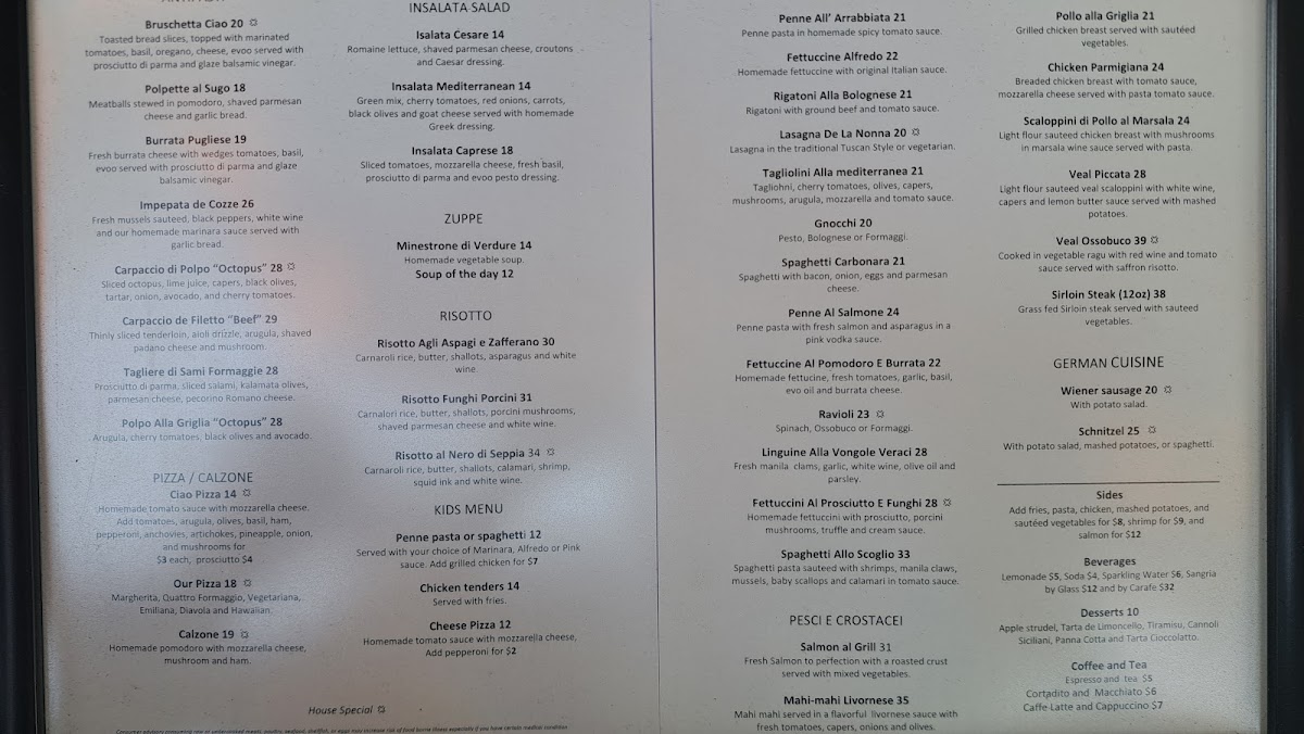 Menu - Ciao Ristorante photo 1